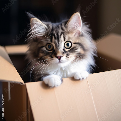 Kitten Sitting in a Box - AI Generated