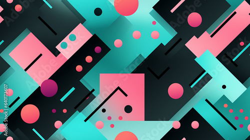 Tech style with Blue, pink and black colors, abstract, flat design, minimalistic - Seamless tile. Endless and repeat print.