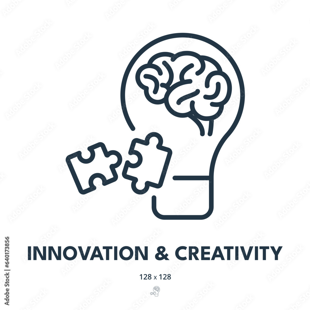 Innovation and Creativity Icon. Brain, Intelligence, Inspiration. Editable Stroke. Simple Vector Icon Innovation and Creativity Icon. Brain, Intelligence, Inspiration. Editable Stroke. Simple Vector Icon