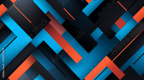Tech style with Blue, orange and black colors, abstract, flat design, minimalistic - Seamless tile. Endless and repeat print. - Seamless tile. Endless and repeat print.