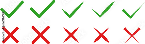 Fotografiet Check mark icons. Check and cross symbol. PNG