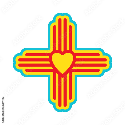 Native Americans sun Zia symbol. Isolated vector icon