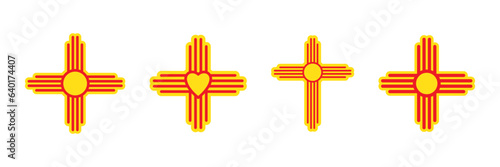 Native Americans sun Zia symbol. Isolated vector icon