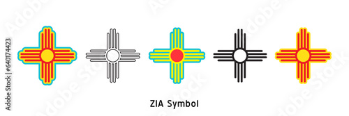 Native Americans sun Zia symbol. Isolated vector icon