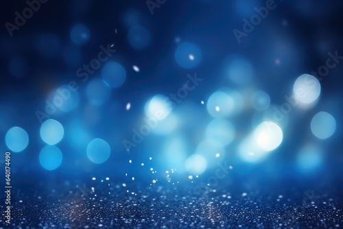 Abstract blue background with bokeh and highlights, holiday. AI generative.