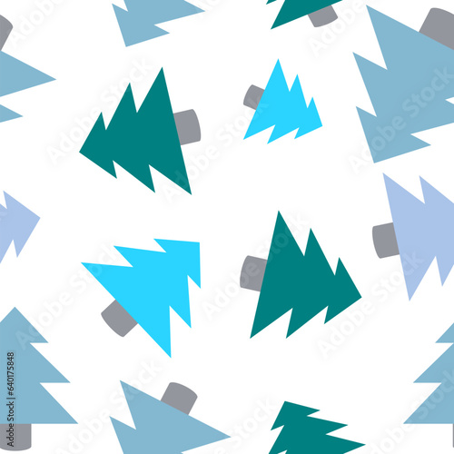 Fototapeta Naklejka Na Ścianę i Meble -  blue Christmas tree background, repeat pattern design for fabric printing or wallpaper or x'mas paper wrap pattern

