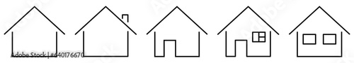 Set of line home icons. House icons. Vector illustration isolated on white background