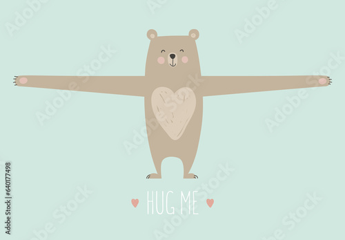 Illustration of the cute bear with long hands for hugs