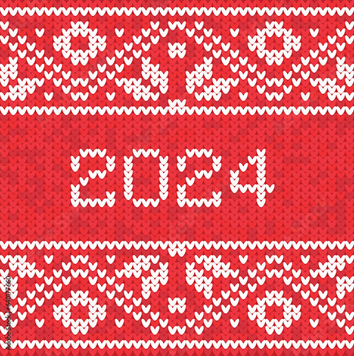 Knitted northern ornament with 2024.