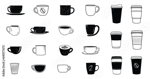Coffee cup and paper coffee cup silhouette