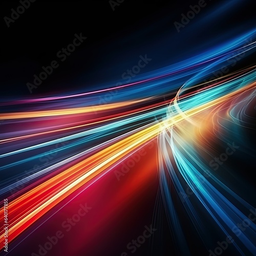  Colorful light trails with motion ,Generative AI .