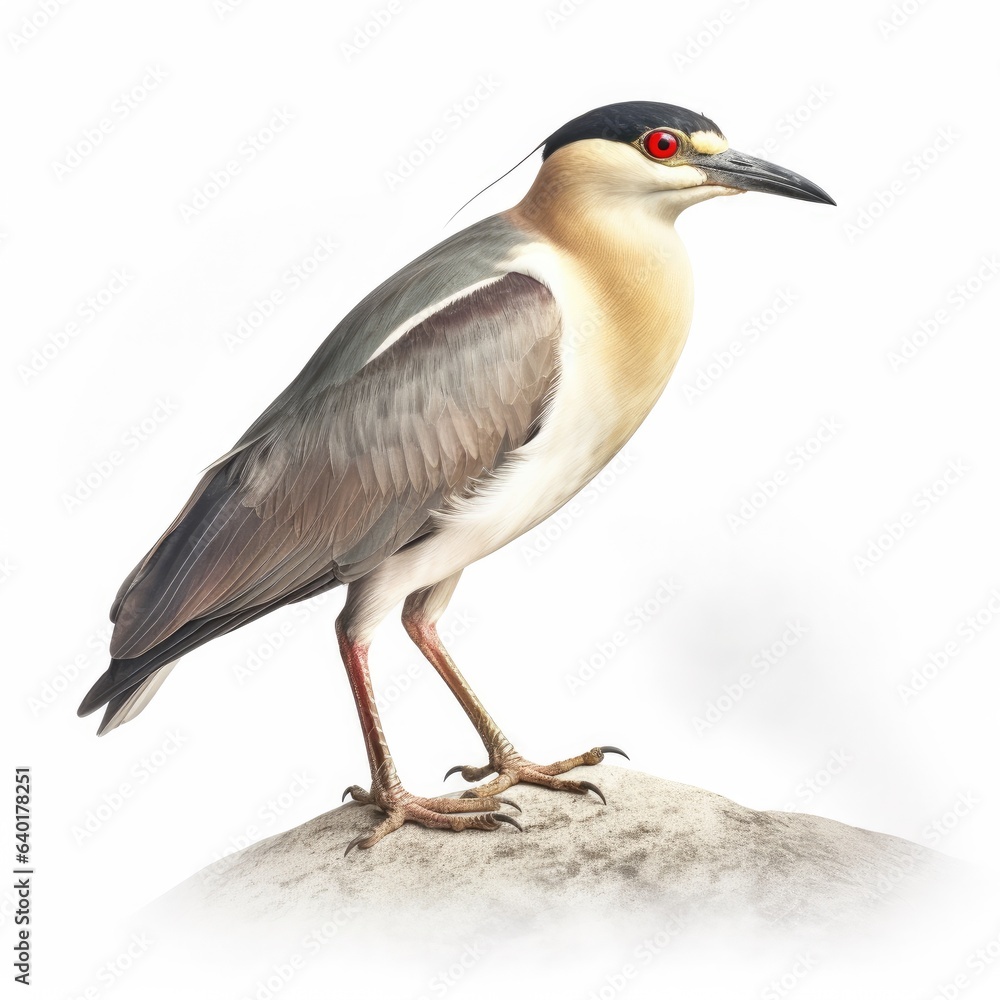 Black-crowned night-heron bird isolated on white Black-crowned night-heron bird isolated on white