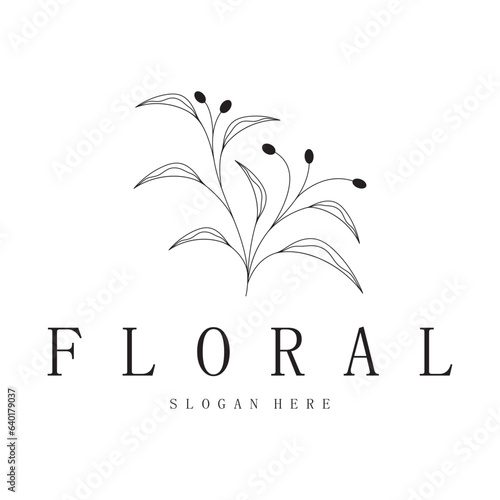 Elegant floral and leaf frame. Delicate botanical vector illustration for labels, spas, corporate identity, and wedding invitations