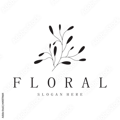 Elegant floral and leaf frame. Delicate botanical vector illustration for labels, spas, corporate identity, and wedding invitations