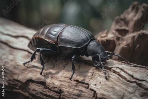 a beetle on a tree trunk