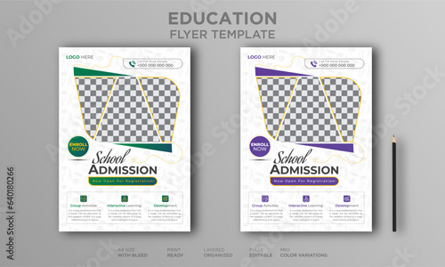 Flyer brochure cover template for Kids back to school education admission layout design, school flyer design template