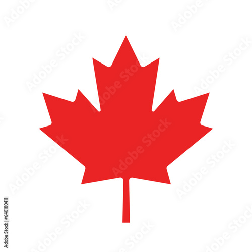 Red canadian maple leaf. Vector flat icon.