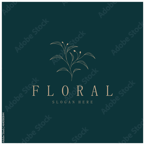 Elegant floral and leaf frame. Delicate botanical vector illustration for labels, spas, corporate identity, and wedding invitations