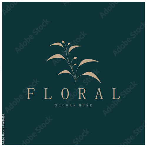 Elegant floral and leaf frame. Delicate botanical vector illustration for labels, spas, corporate identity, and wedding invitations