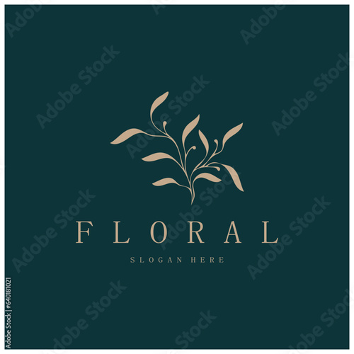 Elegant floral and leaf frame. Delicate botanical vector illustration for labels, spas, corporate identity, and wedding invitations