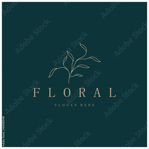 Elegant floral and leaf frame. Delicate botanical vector illustration for labels, spas, corporate identity, and wedding invitations