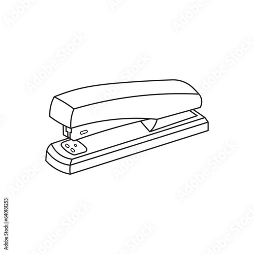 Hand drawn Kids drawing Cartoon Vector illustration stapler icon Isolated on White Background
