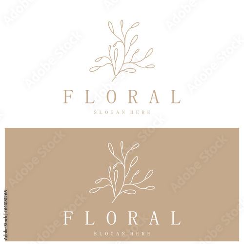 Elegant floral and leaf frame. Delicate botanical vector illustration for labels, spas, corporate identity, and wedding invitations