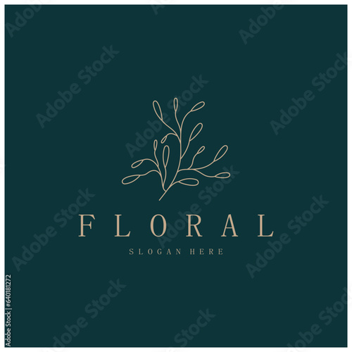 Elegant floral and leaf frame. Delicate botanical vector illustration for labels, spas, corporate identity, and wedding invitations