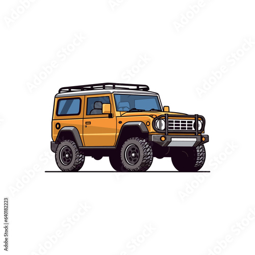 Off road vehicle, car, jeep flat vector isolated on white