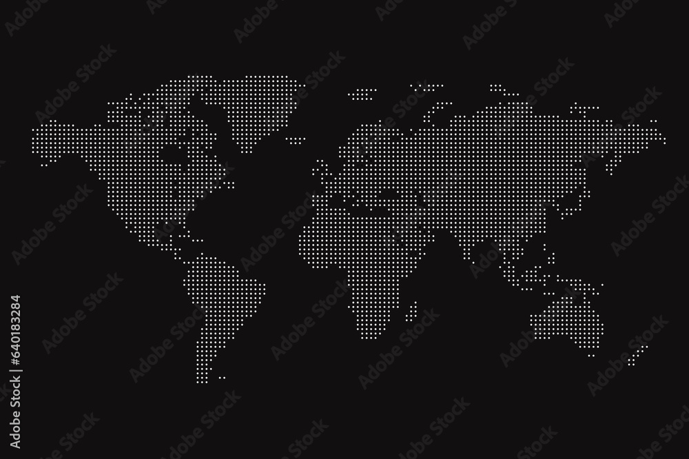 World Map illustration with dotted effect on dark isolated background World Map illustration with dotted effect on dark isolated background