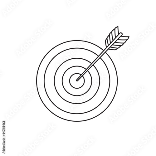 Hand drawn Kids drawing Cartoon Vector illustration goal arrow target icon Isolated on White Background