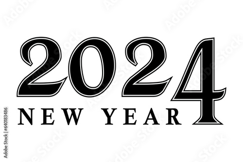 Happy new year 2024 lettering vector illustration photo