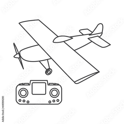 Aircraft remote control toy Related Vector icon graphic design template. Contains such Icons as remote controller,  airplane, plane, vector illustration. Aeromodelling icon,