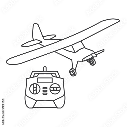 Airplane remote control toys vector icon, toys for all, Aeromodelling icon, remote pilot for jet aircraft radio control. Electric airplane toy, auto radio control, vector design and illustration,