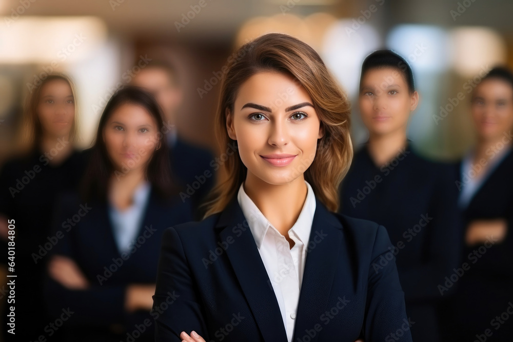 Confident Female Executive Leading Successful Office Team Confident Female Executive Leading Successful Office Team