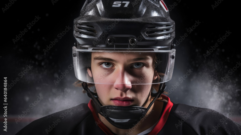 Young Ice Hockey Star in Protective Gear Young Ice Hockey Star in Protective Gear