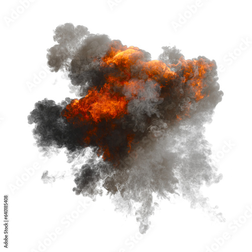 Aerial explosion isolated transparent background 3d rendering 