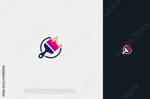 colorful brush and paint symbol minimalist design decor and repair color, painter, painting service. Vector Illustration concept