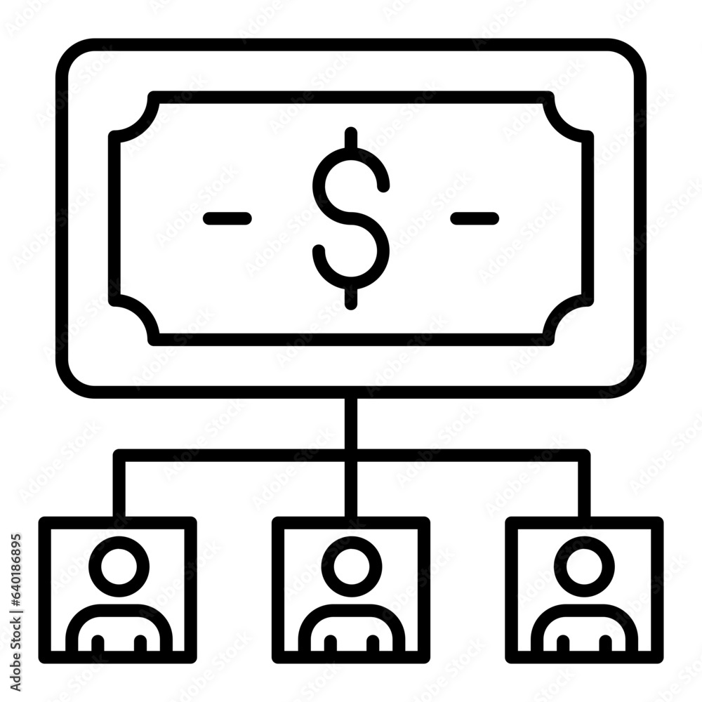 Financial Network Outline Icon Financial Network Outline Icon
