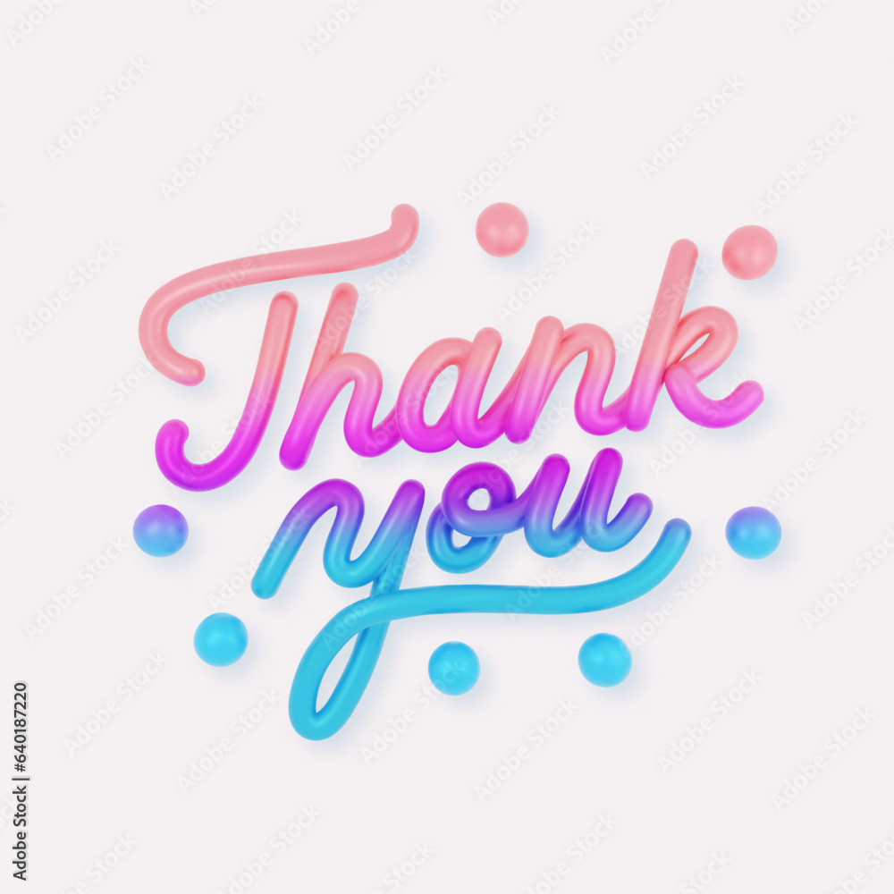 Gradient 3D realistic script Thank You on a white background Gradient 3D realistic script Thank You on a white background