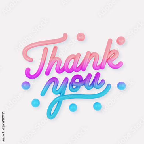 Gradient 3D realistic script Thank You on a white background