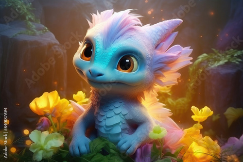 Enchanting Baby Dragon in a Whimsical World © Andrii 