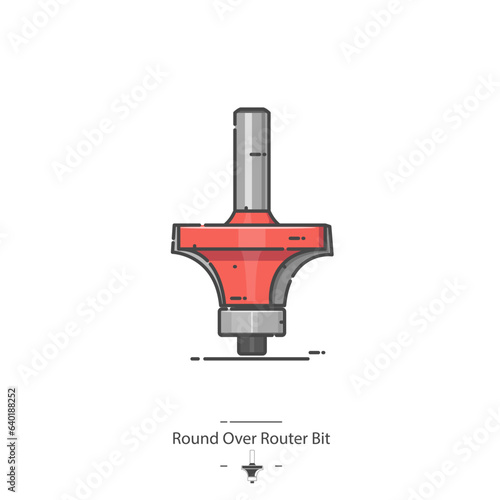Roundover Router Bit- Line color icon