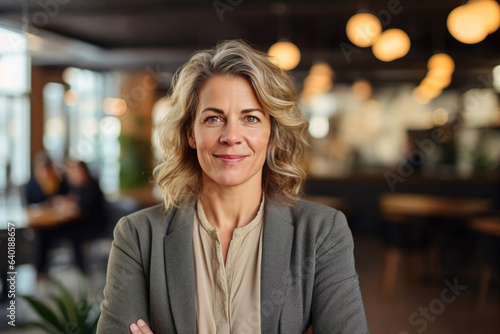 Joyful Businesswoman in Office Space