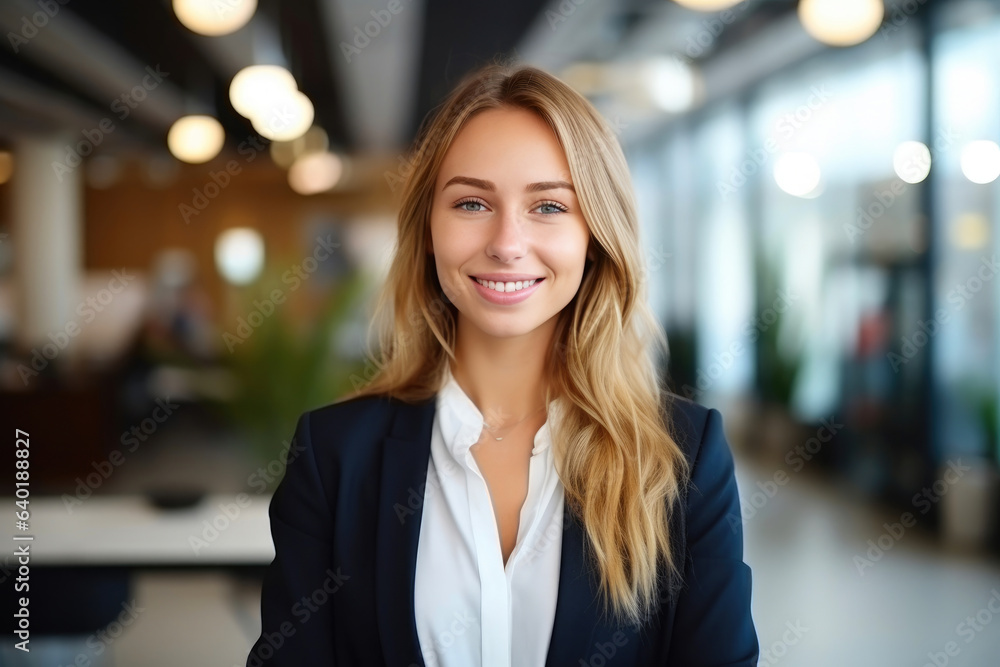 Cheerful Specialist Amidst Office Elegance Cheerful Specialist Amidst Office Elegance