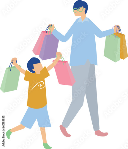 ショッピングを楽しむ親子