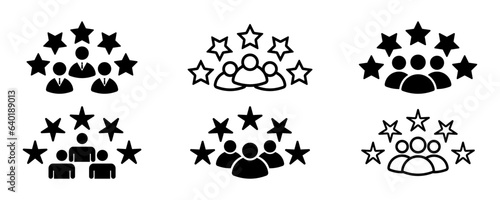 Set of people with five stars vector icons. Business customer. Rating from client. Vector 10 Eps.