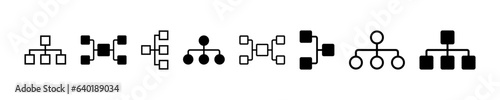 Set of hierarchy vector icons. Line structure or flowchart. Black organizational flow. Vector 10 Eps. photo
