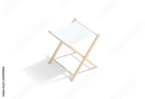 Blank white camp folding stool mockup, half-turned view