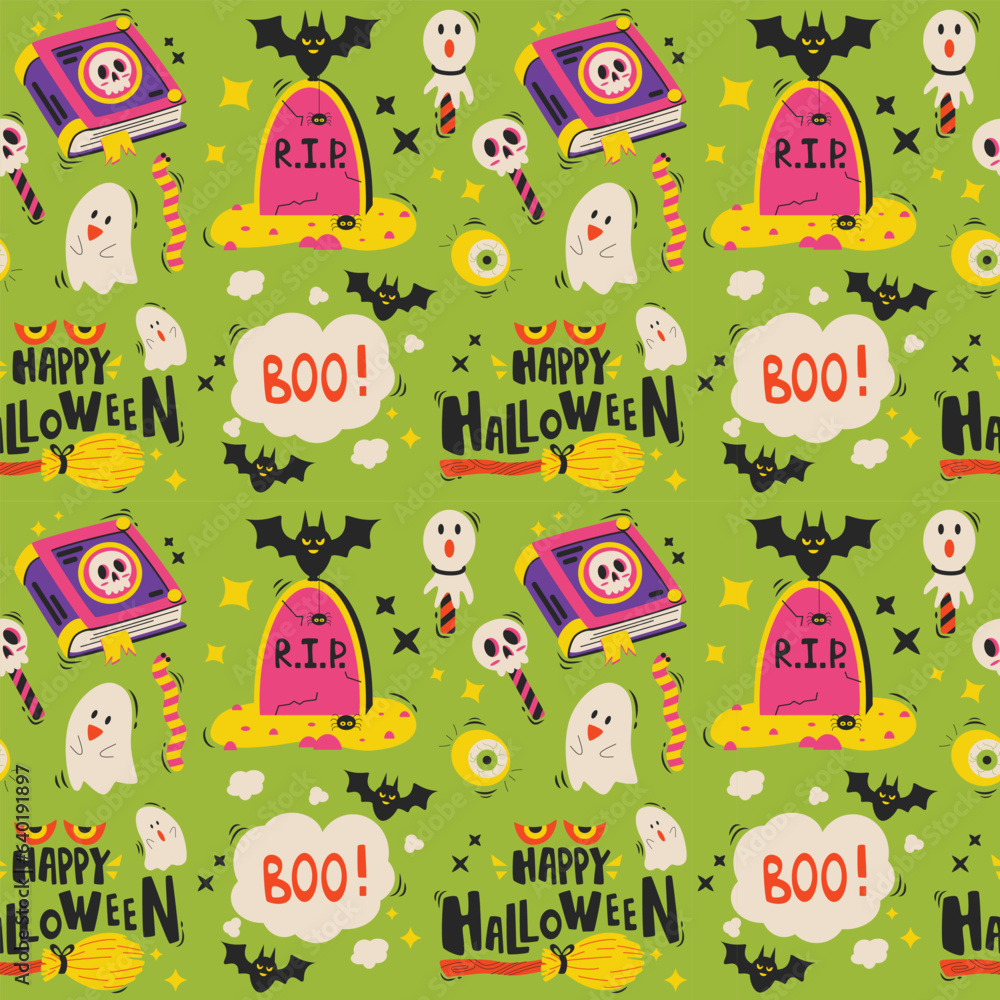 Fototapeta premium Halloween vector pattern. Endless texture can be used for wallpaper, fill pattern, background.